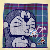 DORAEMON 吃豆沙包 毛巾手帕 紫藍色
